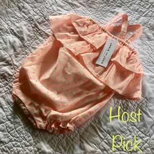 🆕 Janie & Jack Pink Sleeveless Ruffled Romper
